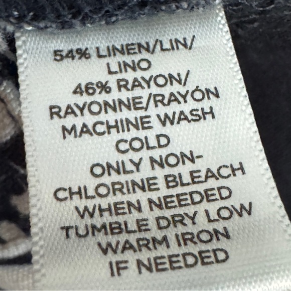 LOFT Strapless Linen Blend Palm Leaf Print Jumpsuit Black Beige Size 4 - Picture 6 of 8